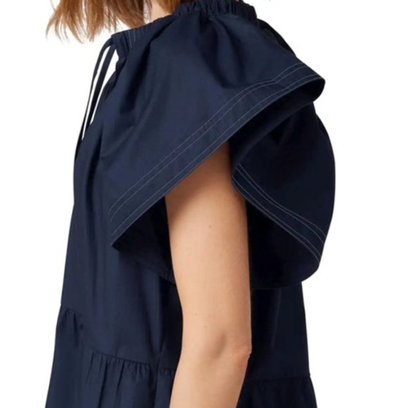 JOE'S THE ADELYN FLUTTER SLEEVE TOP MIDNIGHT BLUE SMALL NWT - Picture 2 of 3